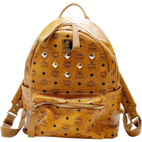 (L4) MCM Backpack Bag Brown PVC - Picture 1 of 9